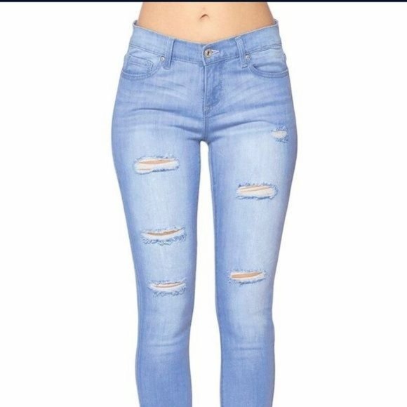Blue Age Denim - Ripped High- Waist Skinny Jeans